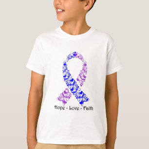 T-shirt Ruban bleu et pourpre d'espoir de conscience