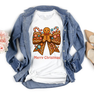 T-shirt Ruban Coquette Pain d'épice Noël Fêtes 
