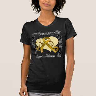 T-shirt Ruban de coeur - conscience de Cancer d'annexe