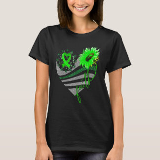 T-shirt Ruban de cœur de tournesol de sensibilisation à la