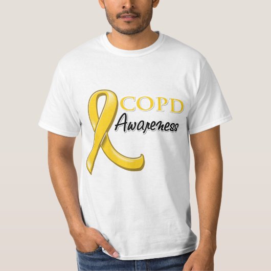 T-shirt Ruban de conscience de COPD (ruban d'or) (Devant)