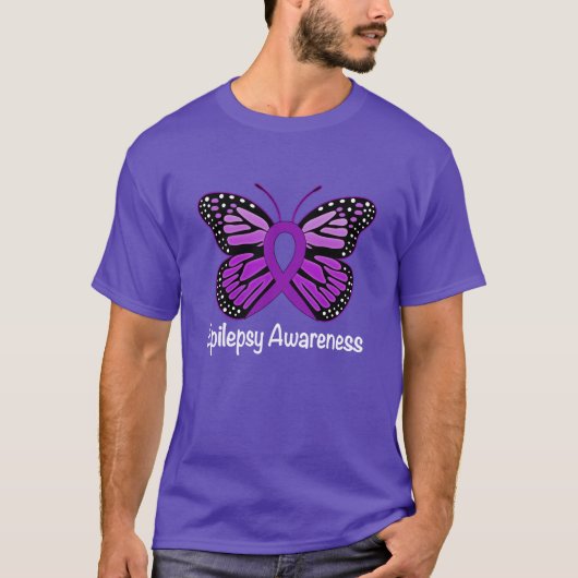 T-shirt Ruban de conscience de papillon d'épilepsie (Devant)
