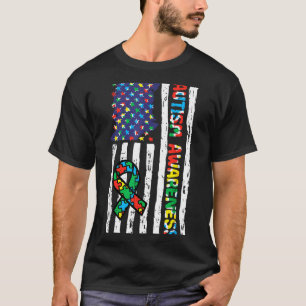 T-shirt Ruban de drapeau de sensibilisation à l'autisme ho