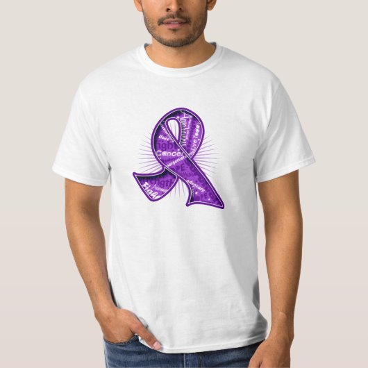 T-shirt Ruban de filigrane de slogan de Cancer (Devant)