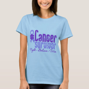 T-shirt Ruban de fleur de lavande de survivant de Cancer