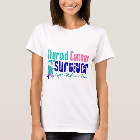 T-shirt Ruban de fleur de survivant de cancer de la (Devant)