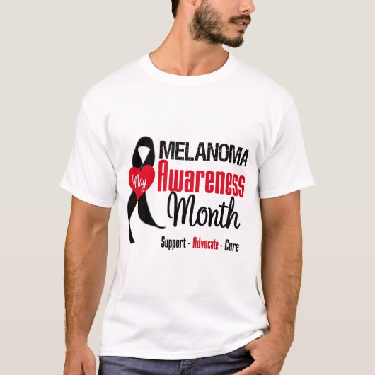 T-shirt Ruban de grunge de mois de conscience de mélanome (Devant)