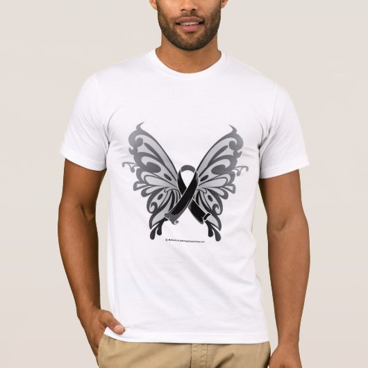 T-shirt Ruban de papillon de cancer de la peau (Devant)