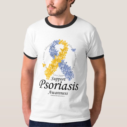 T-shirt Ruban de psoriasis des papillons (Devant)
