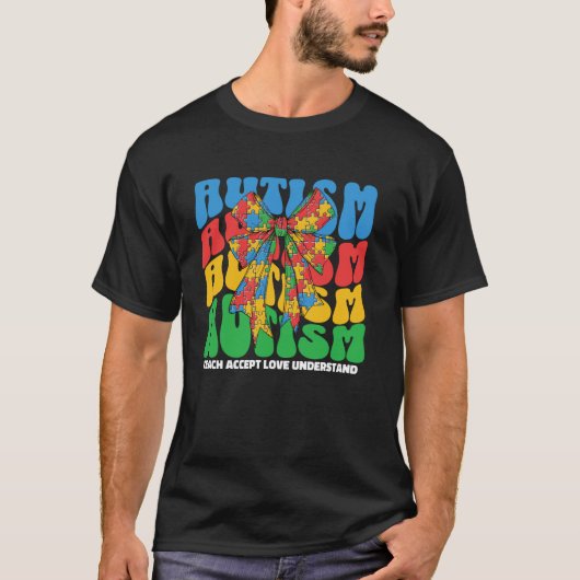 T-shirt Ruban de sensibilisation à l'autisme Enseignant en (Devant)