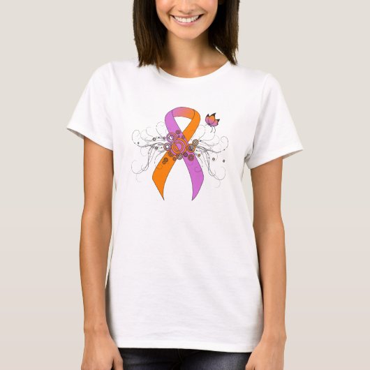 T-shirt Ruban de sensibilisation à l'orchidée et à l'orang (Devant)