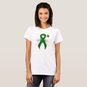 T-shirt Ruban de sensibilisation au vert avec papillon (Devant entier)