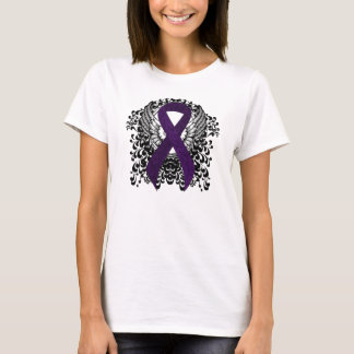 T-shirt Ruban de sensibilisation au violet avec ailes