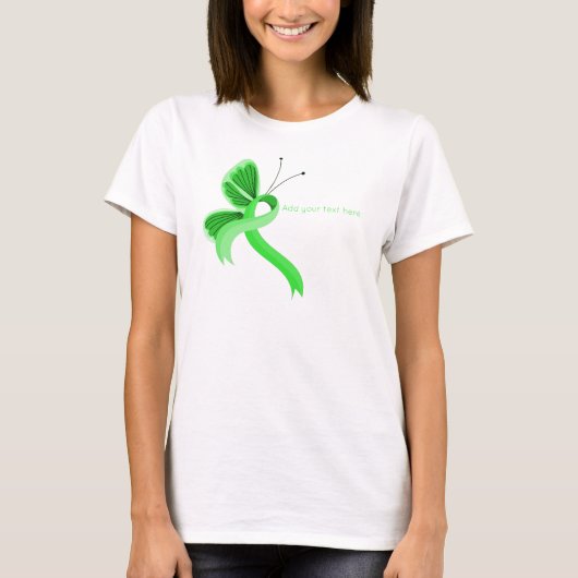 T-shirt Ruban de sensibilisation aux papillons vert clair (Devant)