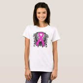 T-shirt Ruban de sensibilisation rose chaud avec ailes (Devant entier)