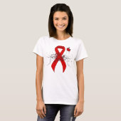 T-shirt Ruban de sensibilisation rouge avec papillon (Devant entier)