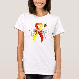 T-shirt Ruban de sensibilisation rouge et jaune avec papil