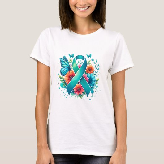 T-shirt Ruban de sensibilisation Turquoise Myasthenia Grav (Devant)