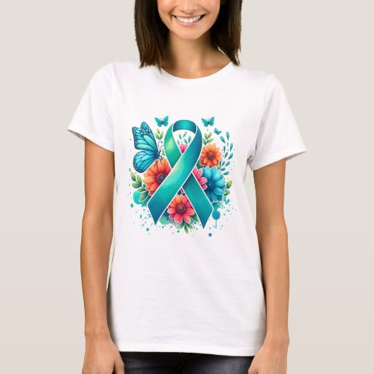 T-shirt Ruban de sensibilisation Turquoise Myasthenia Grav (Devant)