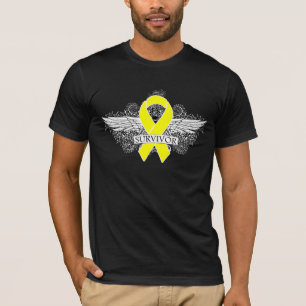 T-shirt Ruban de SURVIVANT à ailes par cancer du testicul