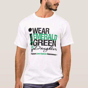 T-shirt Ruban de vert vert de Cancer de foie pour ma fille