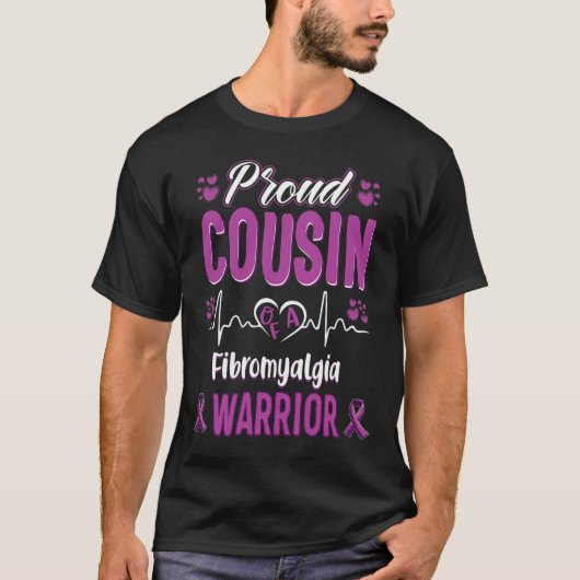 T-shirt Ruban Fière Cousin Fibromyalgia Warria Awareness (Devant)