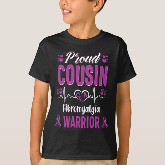 T-shirt Ruban Fière Cousin Fibromyalgia Warria Awareness (Devant)