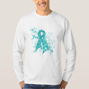 T-shirt Ruban floral de remous de Cancer gynécologique
