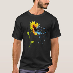 T-shirt Ruban gris-bleu Tournesol T1D Type 1 Diabète Awa