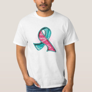 T-shirt Ruban héréditaire de filigrane de slogan de canc