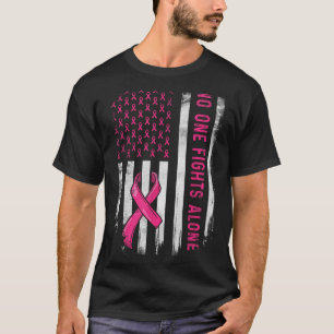 T-shirt Ruban nk Drapeau Américain Seul Contre le Cancer d