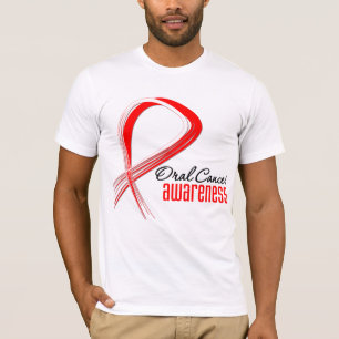 T-shirt Ruban oral de grunge de conscience de Cancer