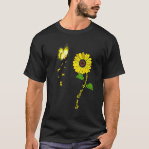 T-shirt Ruban papillon jaune tournesol de sensibilisation