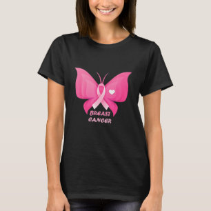 T-shirt Ruban Papillon Rose de Sensibilisation au Cancer d