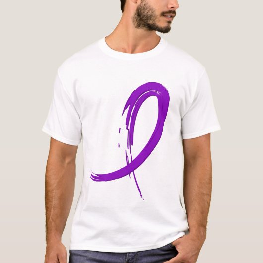 T-shirt Ruban pourpre A4 de maladie d'Alzheimer (Devant)