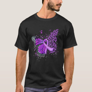 T-shirt Ruban pourpre Bouton de séchage de sensibilisation