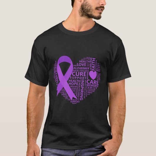 T-shirt Ruban pourpre du coeur de sensibilisation (Devant)