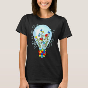 T-shirt Ruban Puzzle Autisme Éclairez-le En Bleu Pour l'Au