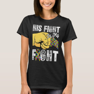 T-shirt Ruban Rétro Puzzle Son Combat Est Mon Combat Autis