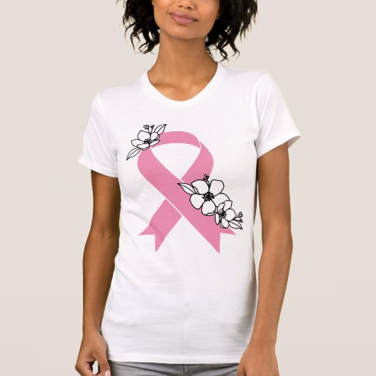 T-shirt Ruban rose aux fleurs (Devant)
