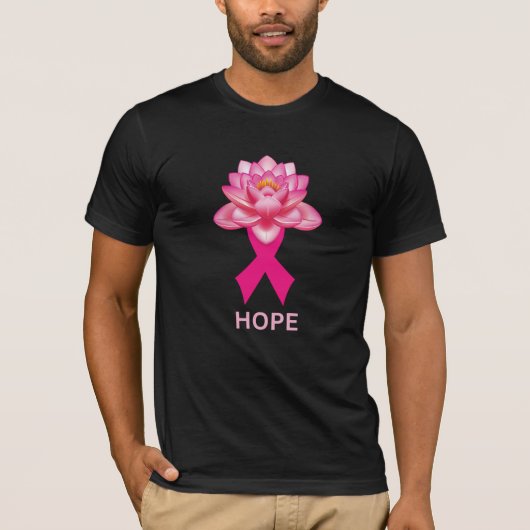 T-shirt Ruban rose avec Lotus Hope (Devant)