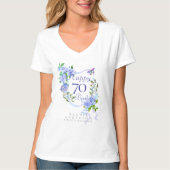 T-shirt Ruban Rose Bleu 70 ans (Devant)