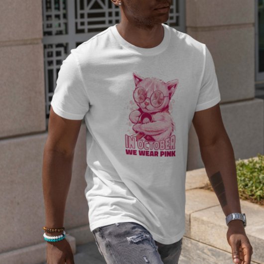 T-shirt Ruban rose chat