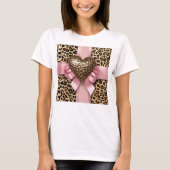 T-shirt Ruban rose Coeur léopard (Devant)