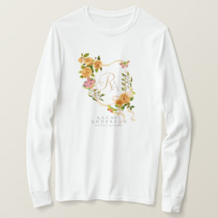 T-shirt Ruban Rose Or Chic Monogramme Blanc