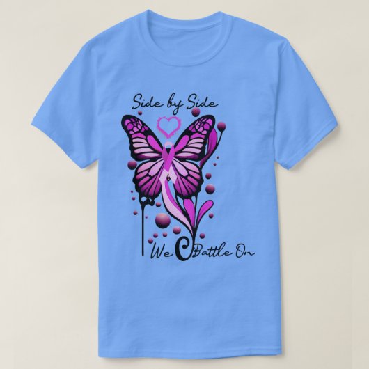 T-shirt Ruban rose papillon de sensibilisation (Design devant)