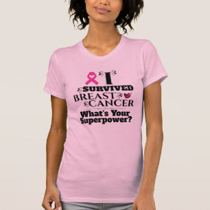 T-shirt Ruban rose vif de survivant du cancer du sein lett