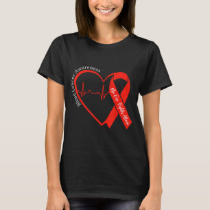T-shirt Ruban rouge du cœur pour la sensibilisation au can