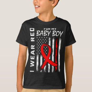 T-shirt Ruban Rouge Pour Mon Fils Maladie Cardiaque Drapea