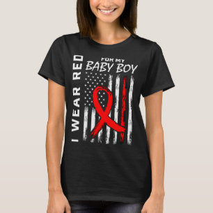 T-shirt Ruban Rouge Pour Mon Fils Maladie Cardiaque Drapea